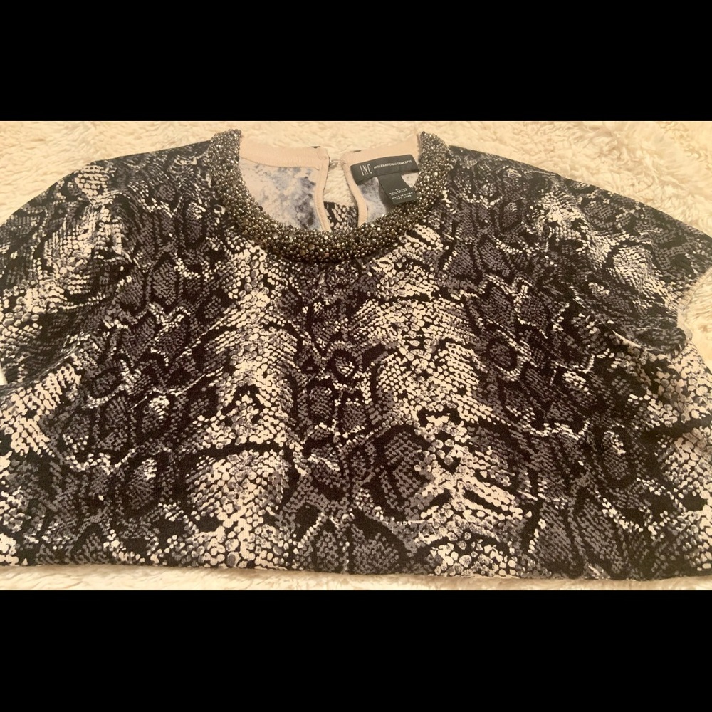 I•N•C Short Sleeve Embellished Sweater -L